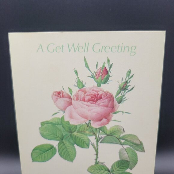 Vintage Fantusy Get Well Greeting Card Envelope Pink Roses Well Wishes Unused - Picture 4 of 6